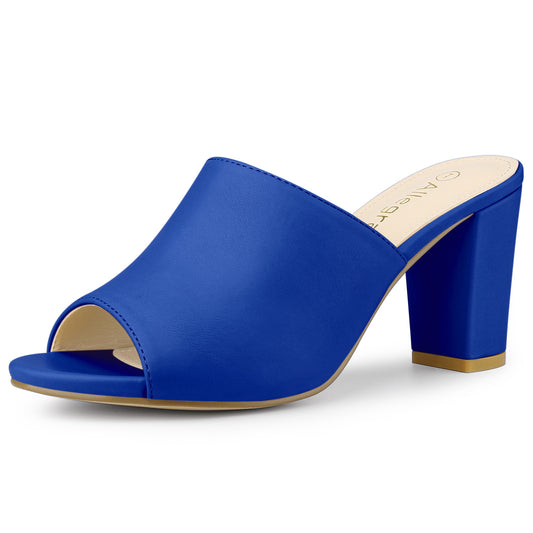 Women's Slip On Block Heel Slide Sandals