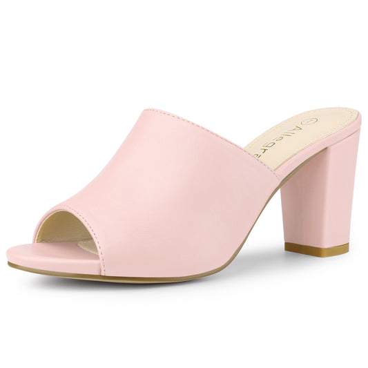 Women's Slip On Block Heel Slide Sandals