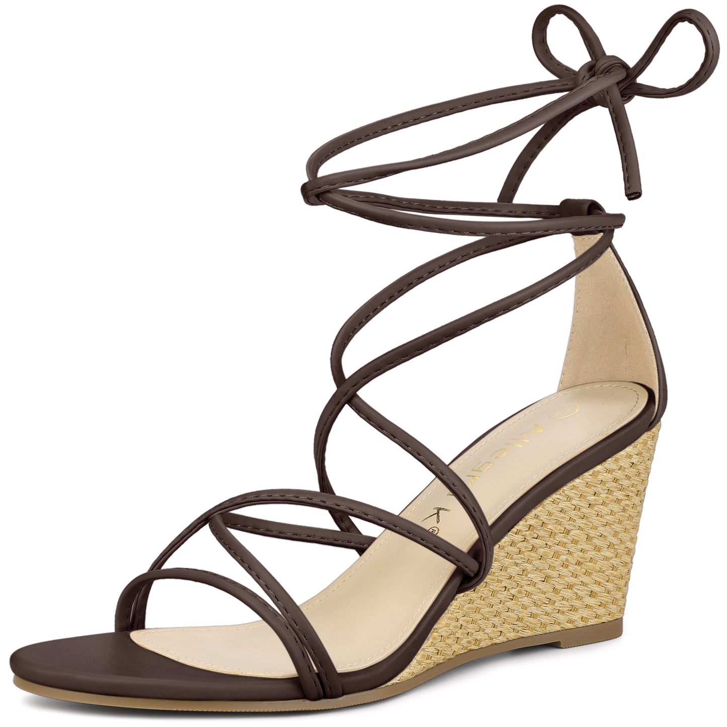 Sandalias de cuña con tiras y cordones para mujer