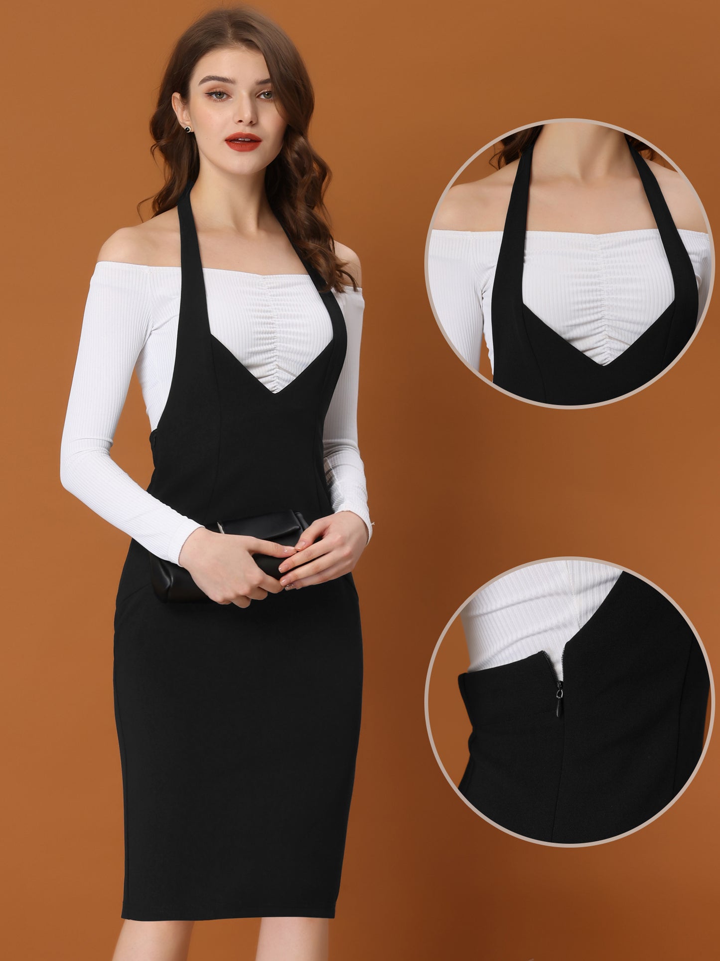 Women's Retro Workwear Halter Neck Summer Slim Fit Suspender Skirts