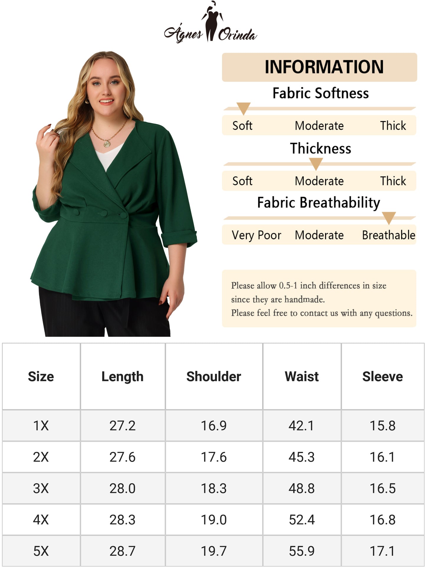 Women's Plus Size Casual Work Office Blazers Notched Lapel Button Peplum Blazer