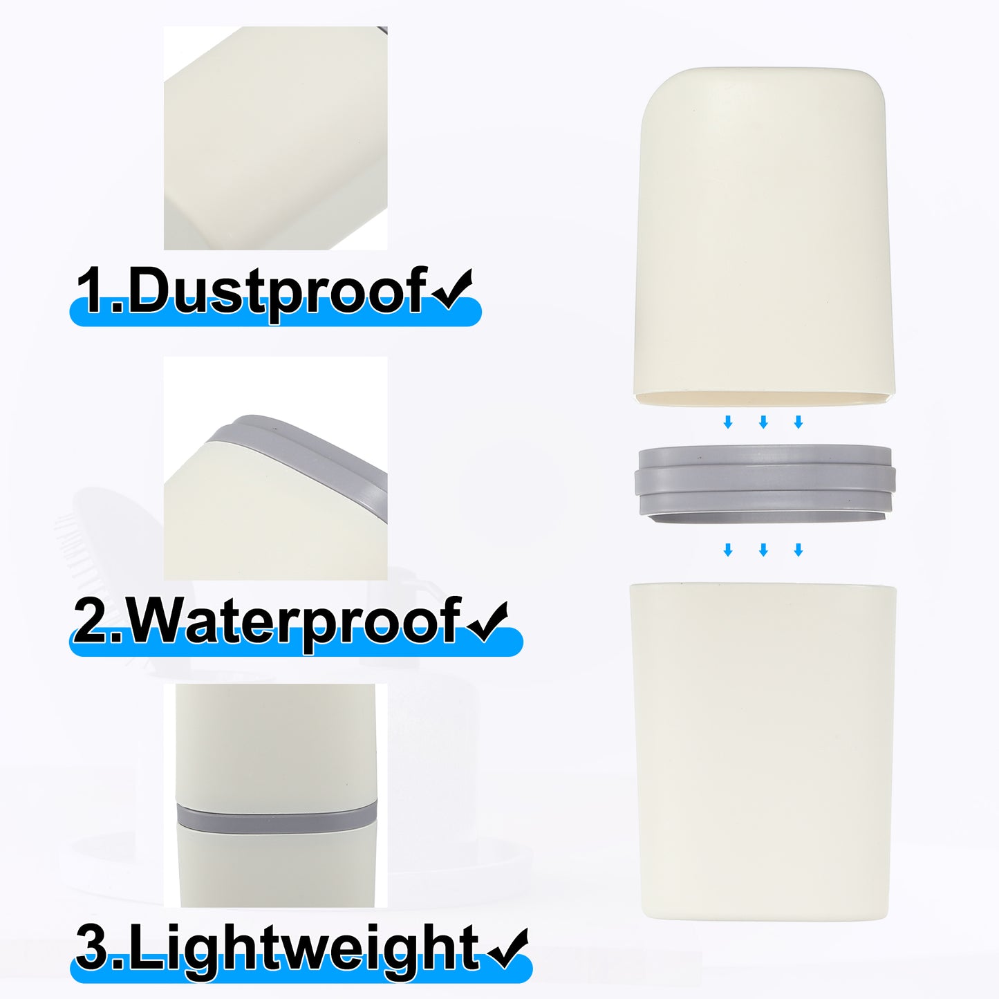 Toothbrush Case Traveling Toothbrush Holders, 7.87"x2.95"x2.17" White