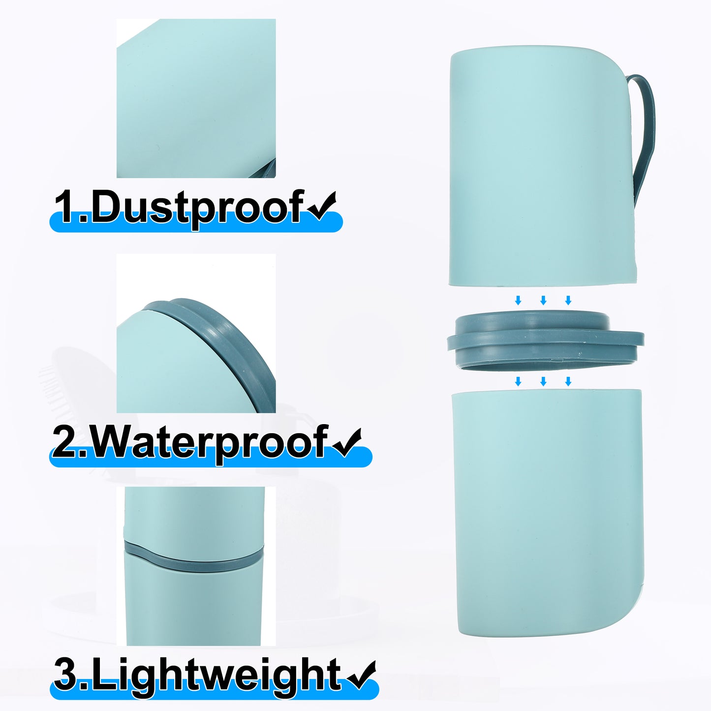 Toothbrush Case, Traveling Toothbrush Holders Case 8.27"x2.76"x3.15" Sky Blue