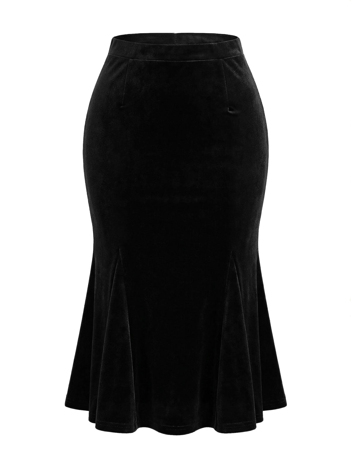 Women's Vintage Elastic Waist Velvet Fishtail Mermaid Bodycon Skirt