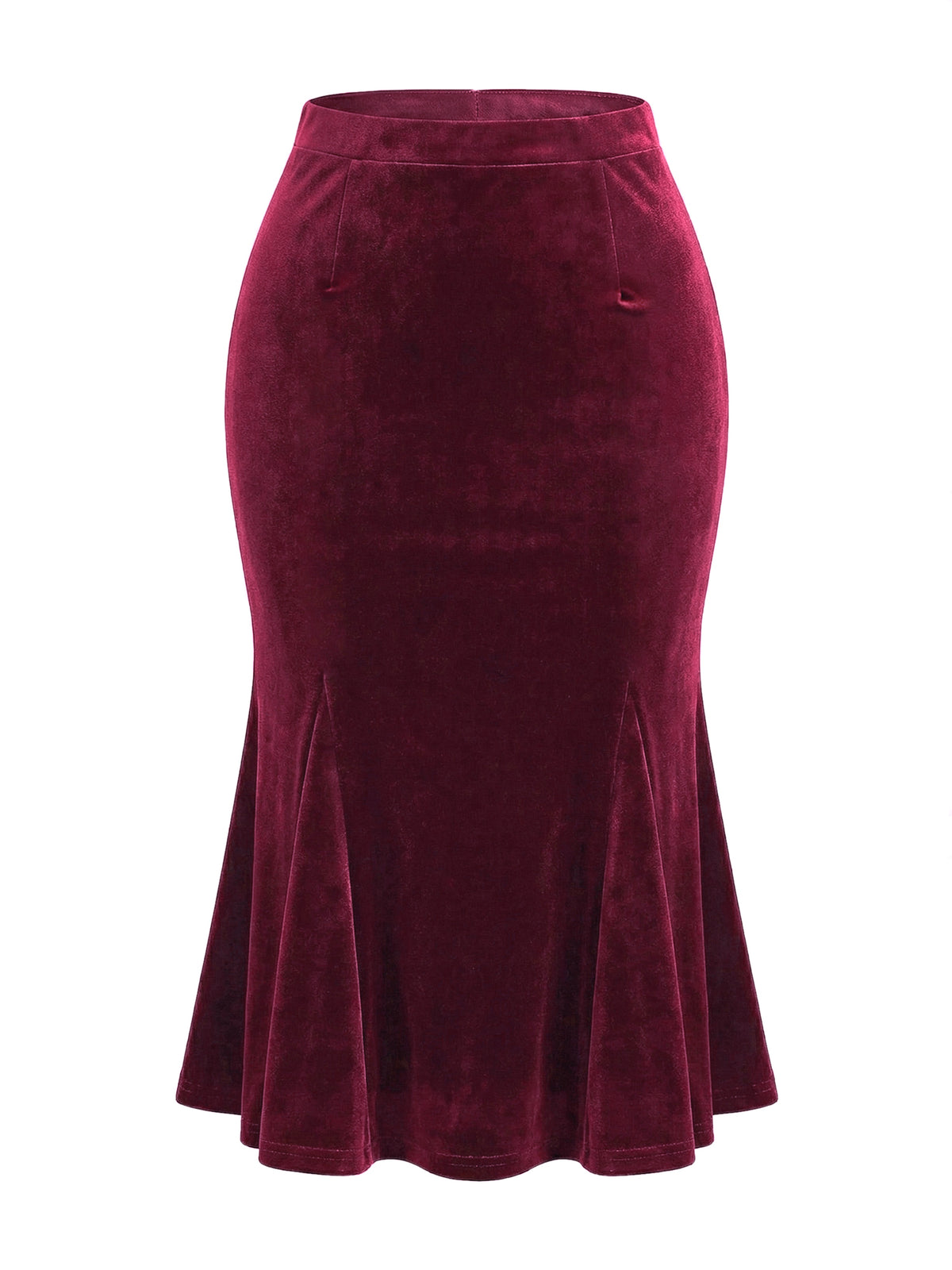 Women's Vintage Elastic Waist Velvet Fishtail Mermaid Bodycon Skirt