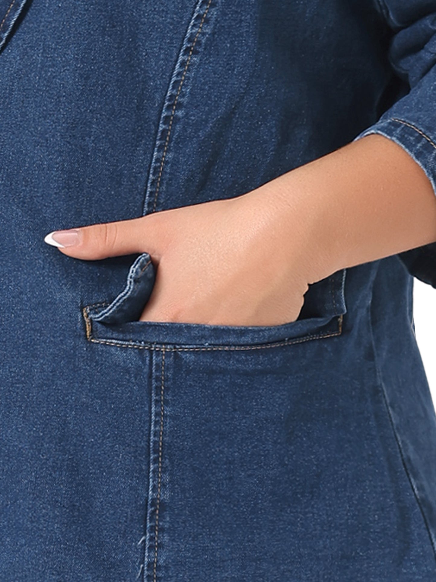 Women's Plus Size Denim Jackets Elegant Jean Lapel Work Blazers