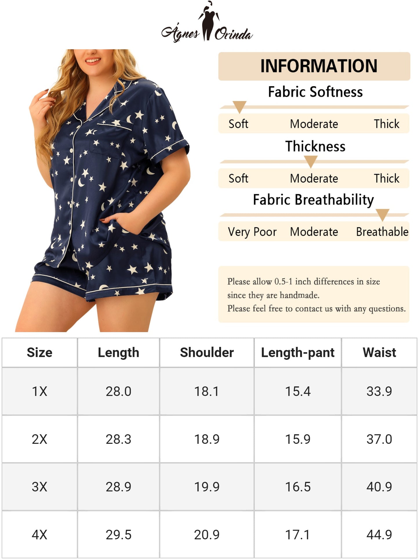 Women Plus Size Pajama Set Short Sleeve Button Shirt and Shorts 2 Pcs Lounge Set