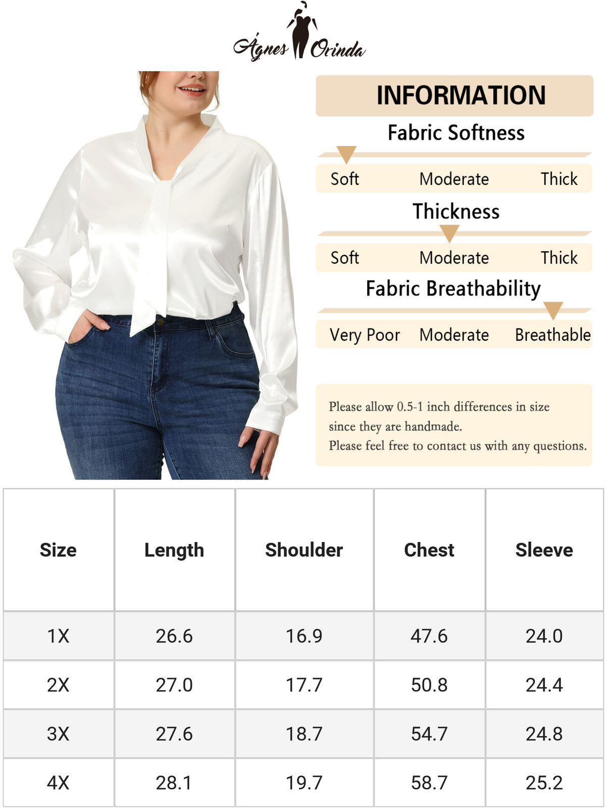 Women Plus Size Blouse Work Office Tie Neck Satin Top