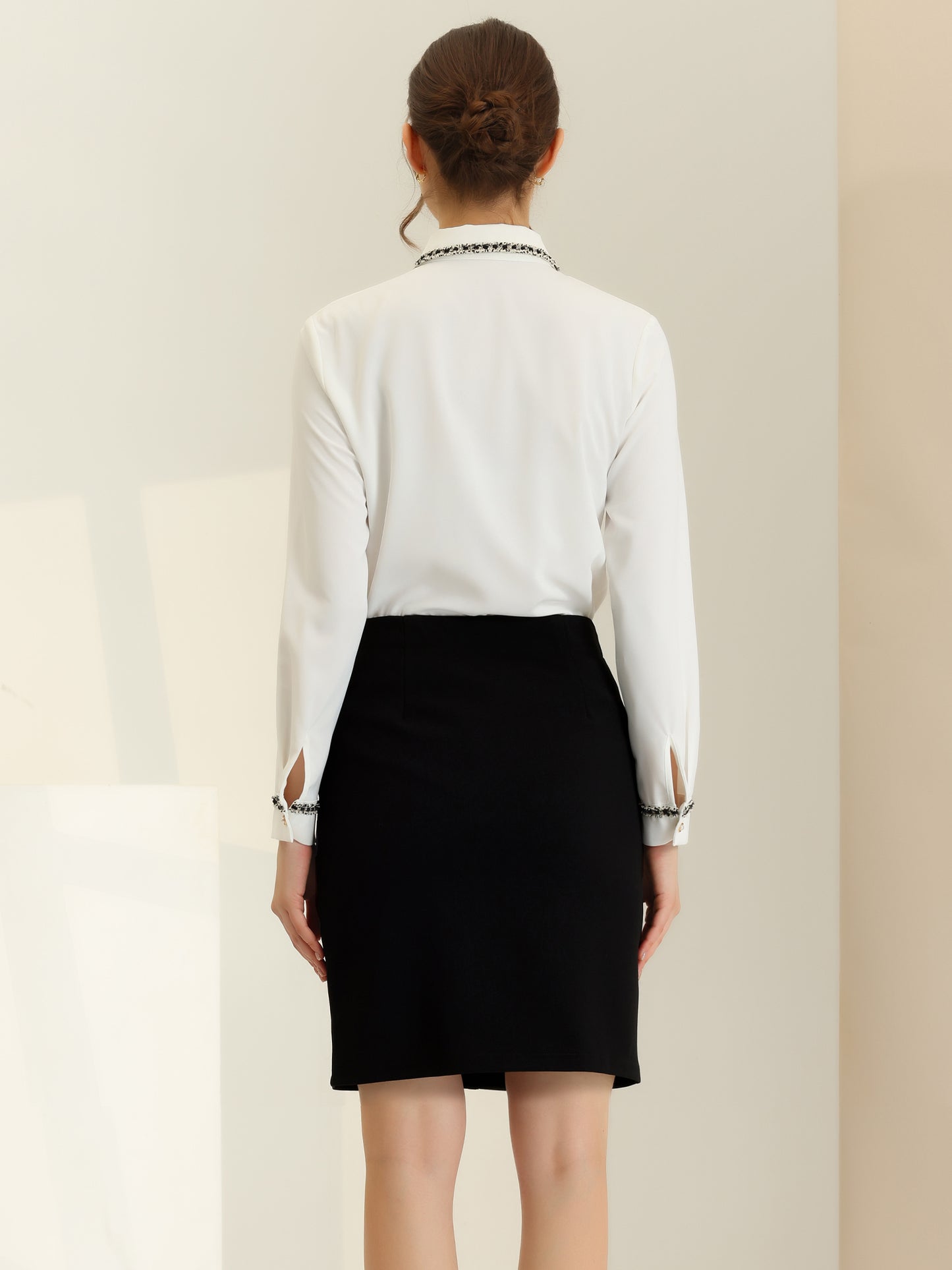 Women High Waist Elegant A-Line Short Skirts Work with Pockets