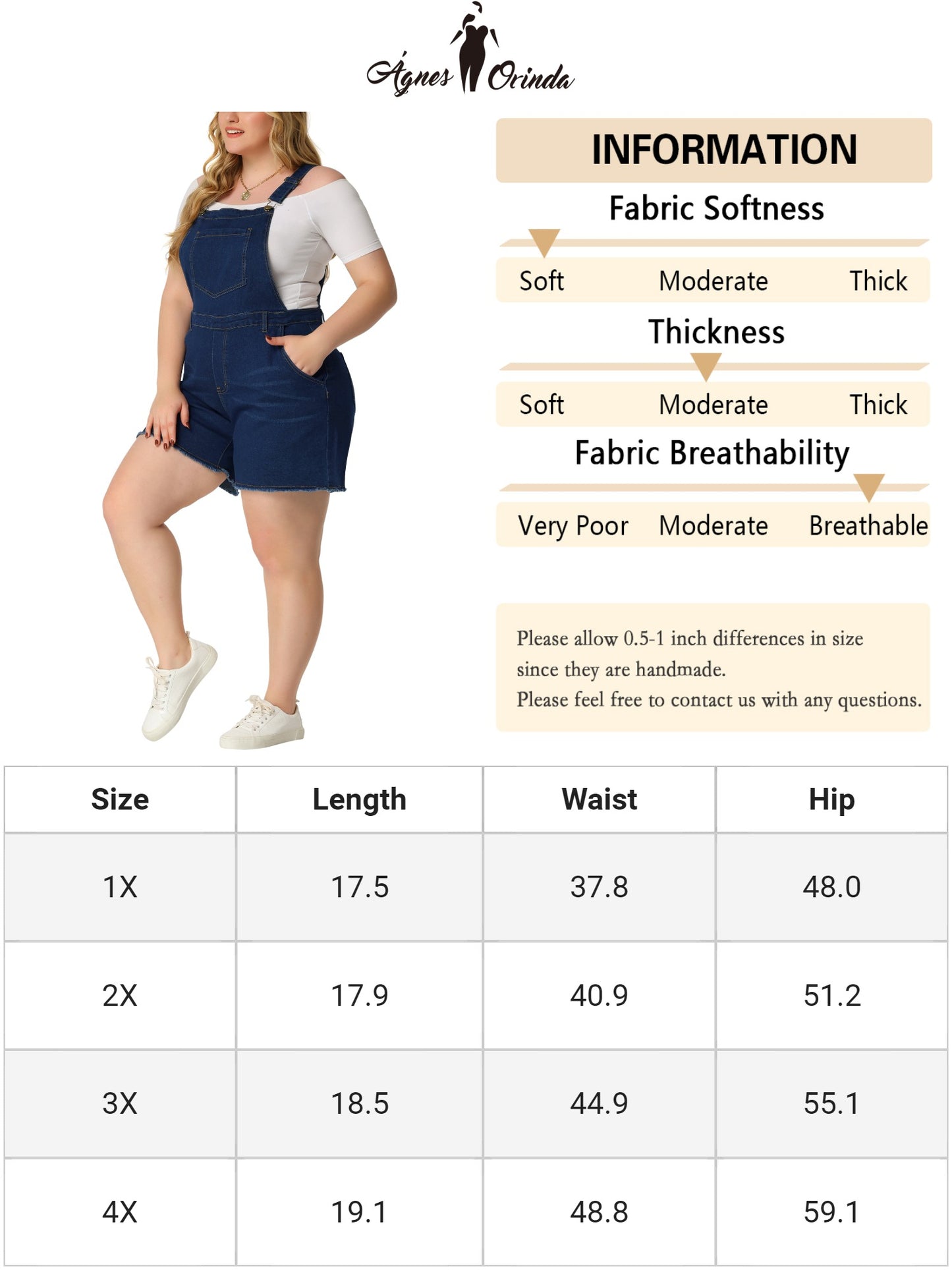 Women Plus Size Denim Overall Shorts Raw Hem Adjustable Strap Rompers with Pockets Bib Jeans Shortalls