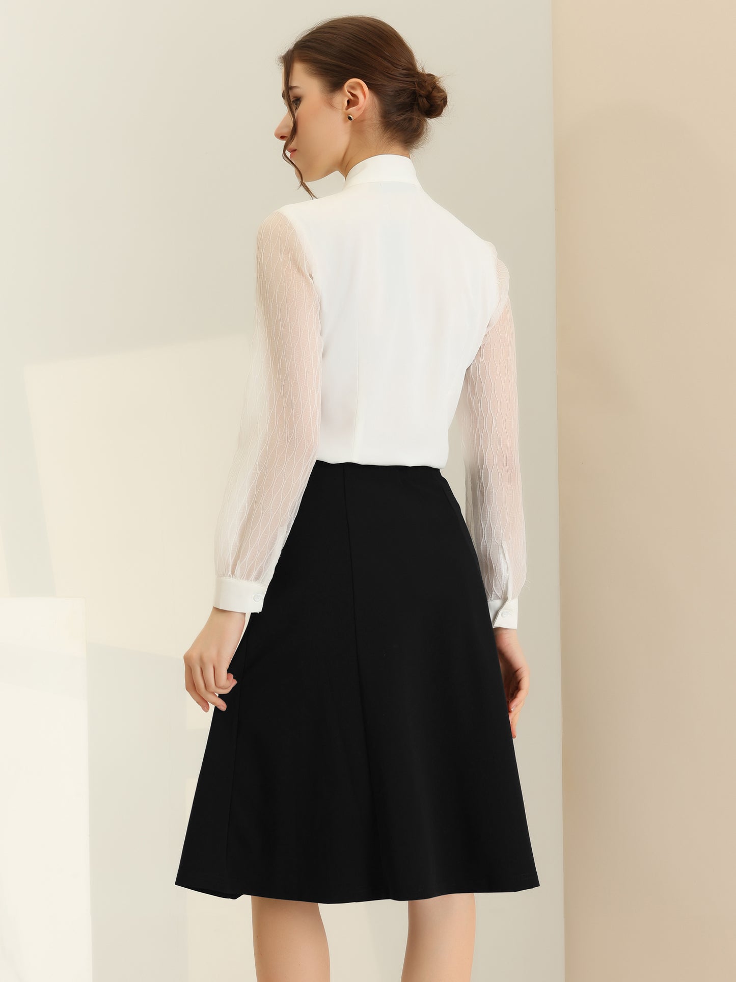 Falda formal de trabajo con botones delanteros y corte A hasta la rodilla para mujer