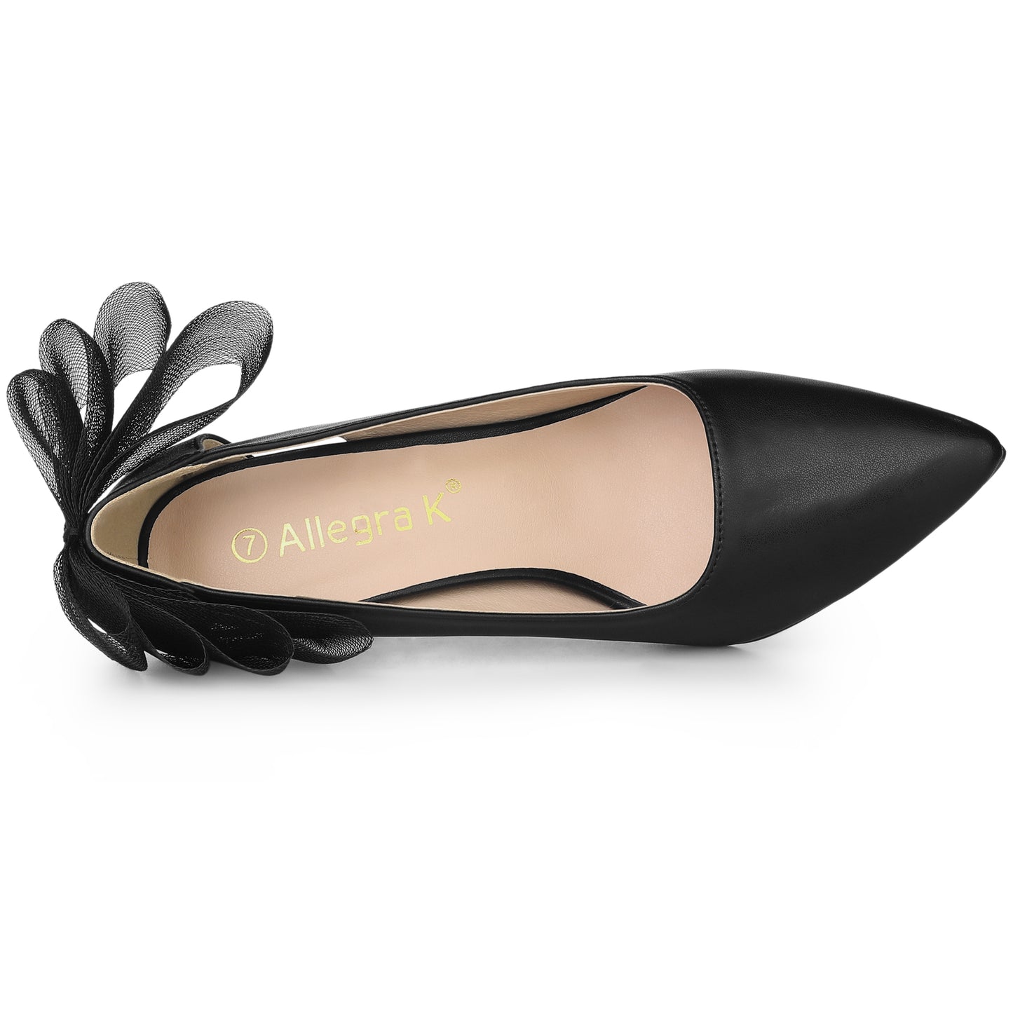 Zapatos de tacón de aguja con punta puntiaguda y lazo de malla para mujer