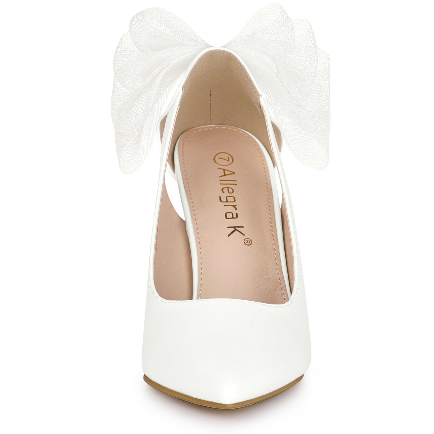 Women's Mesh Bow Pointed Toe Stiletto Heels Pumps