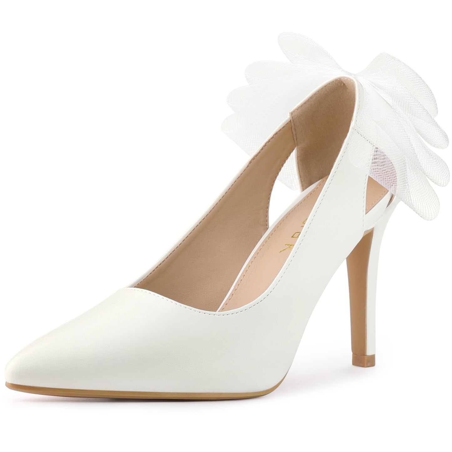 Women's Mesh Bow Pointed Toe Stiletto Heels Pumps