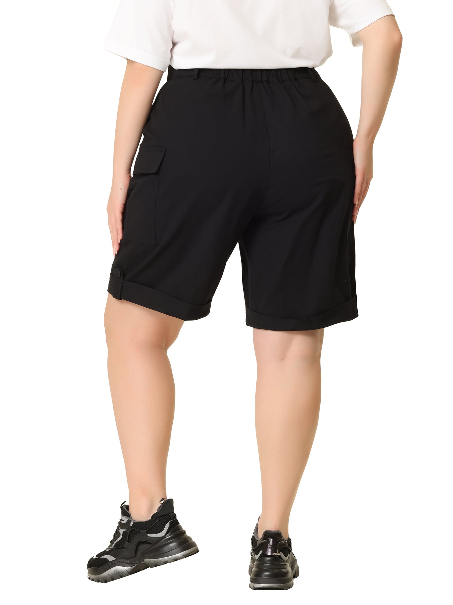 Women Plus Size Bermuda Shorts Summer Jogger Cargo Pocket Track Shorts with Pockets