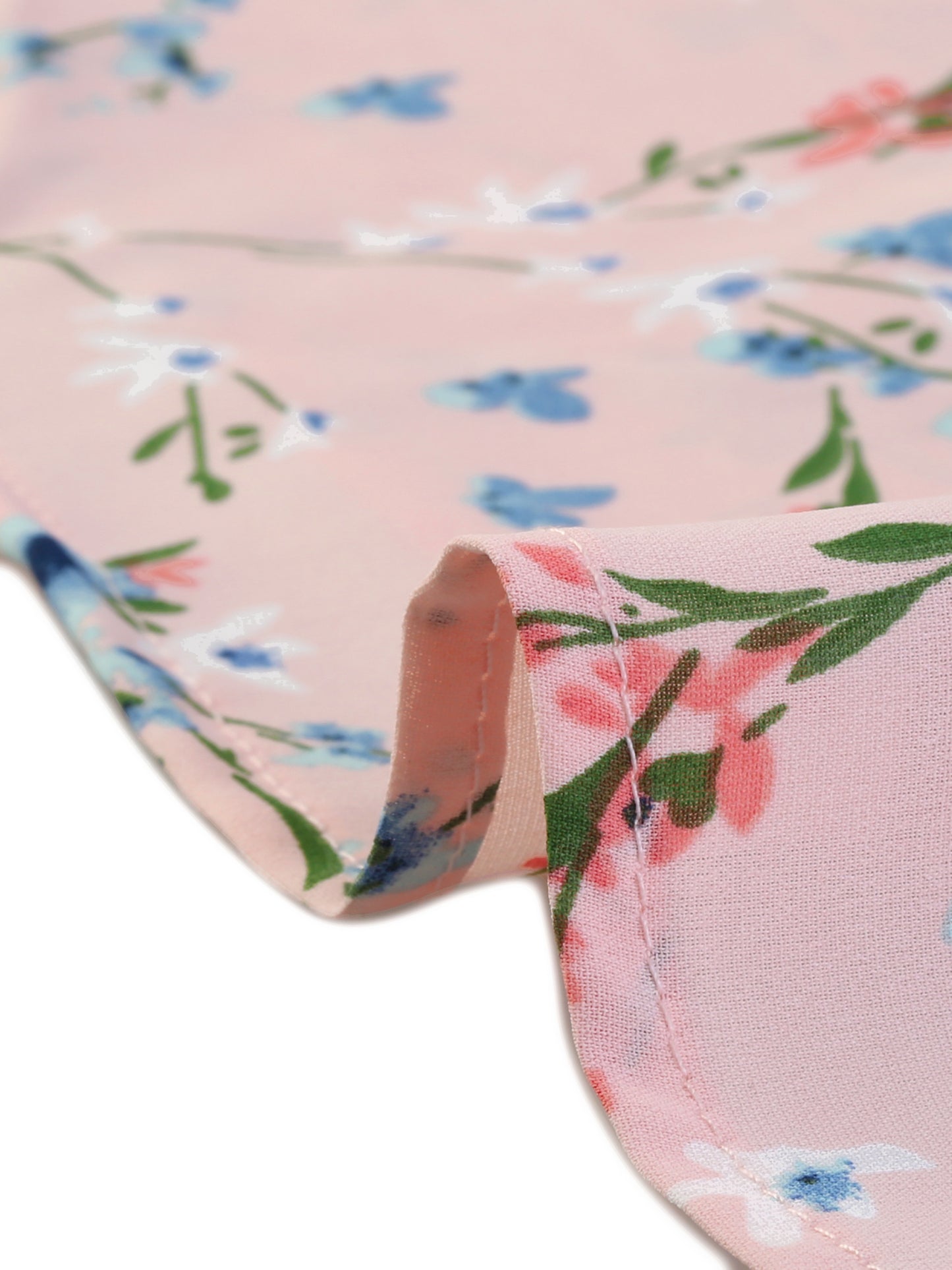 Women's Floral Crew Neck Summer Shirred Short Sleeve Blouse