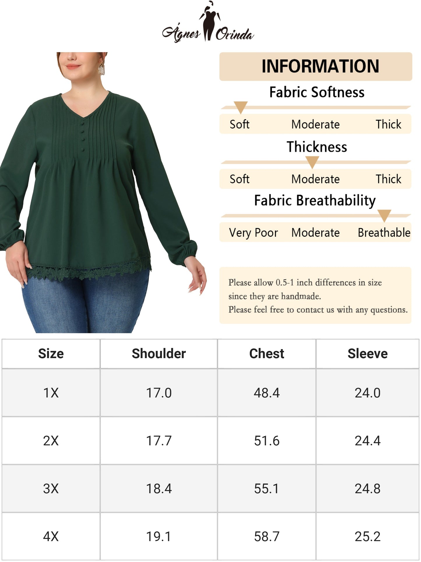 Women's Plus Size Top Casual Long Sleeves Pleated Lace Hollow Chiffon Blouse