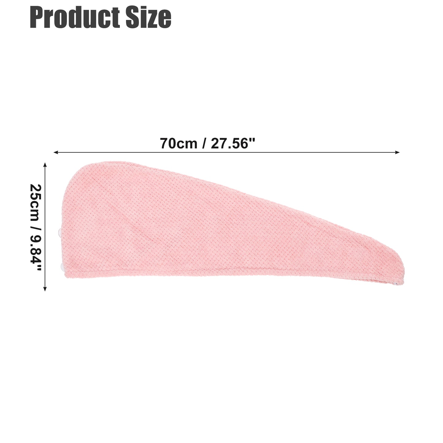 2 Pcs Soft Hair Towel Wrap, Coral Fleece Drying Towel Cap, 9.84x27.56 Inch Pink