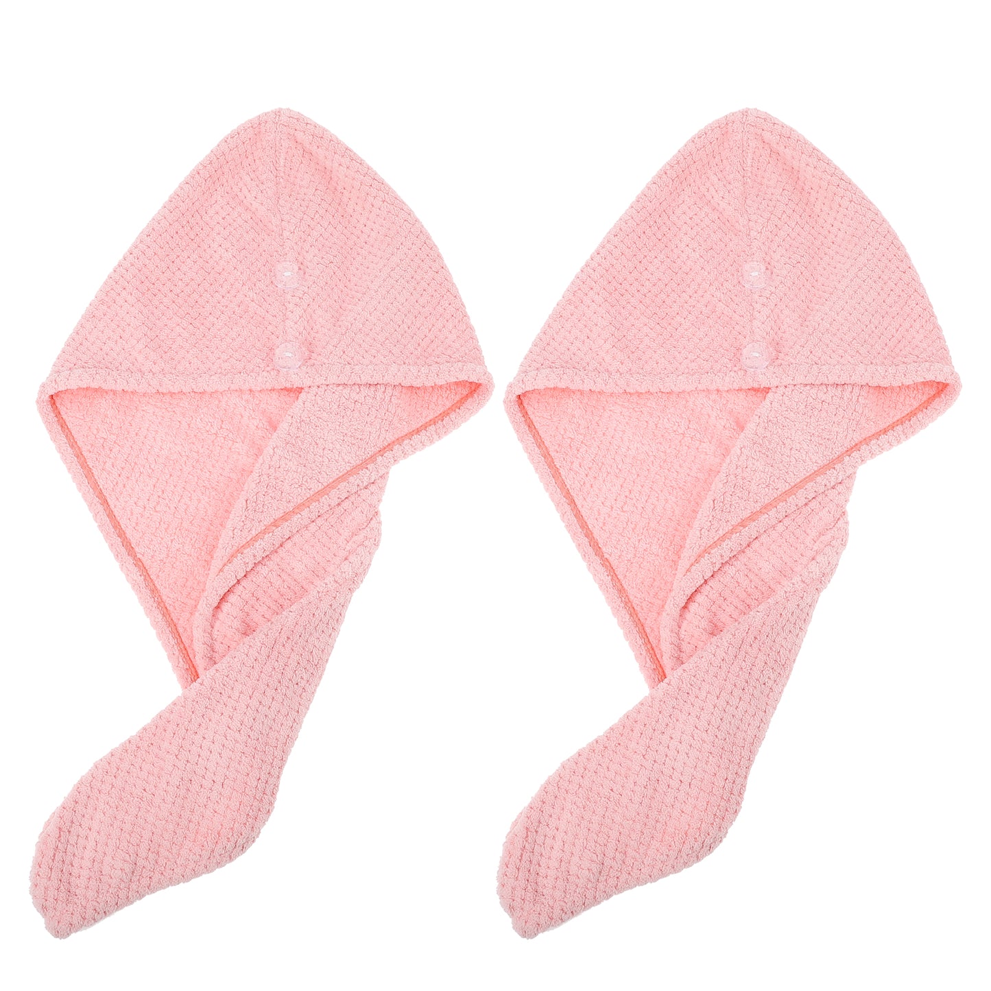 2 Pcs Soft Hair Towel Wrap, Coral Fleece Drying Towel Cap, 9.84x27.56 Inch Pink