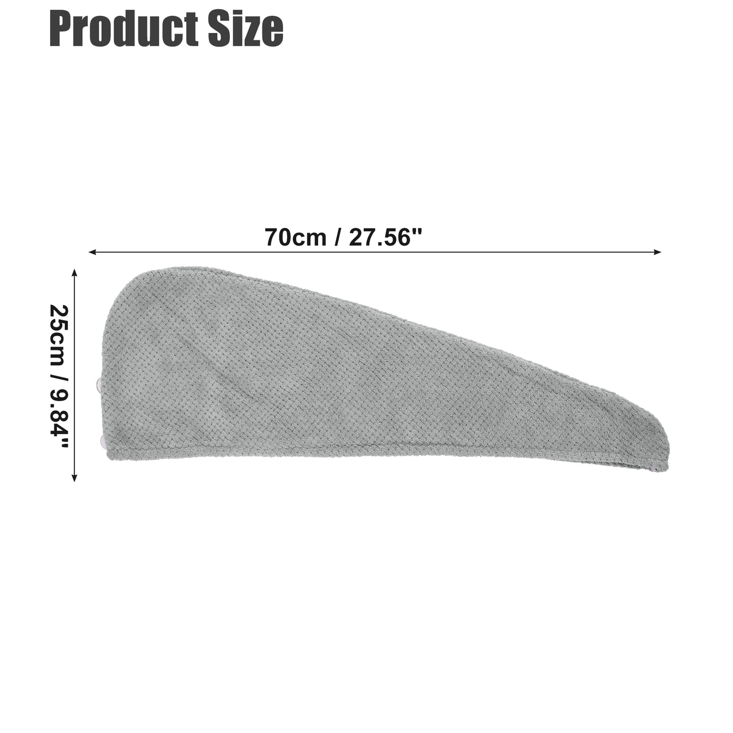2 Pcs Soft Hair Towel Wrap, Coral Fleece Drying Towel Cap, 9.84x27.56 Inch Gray