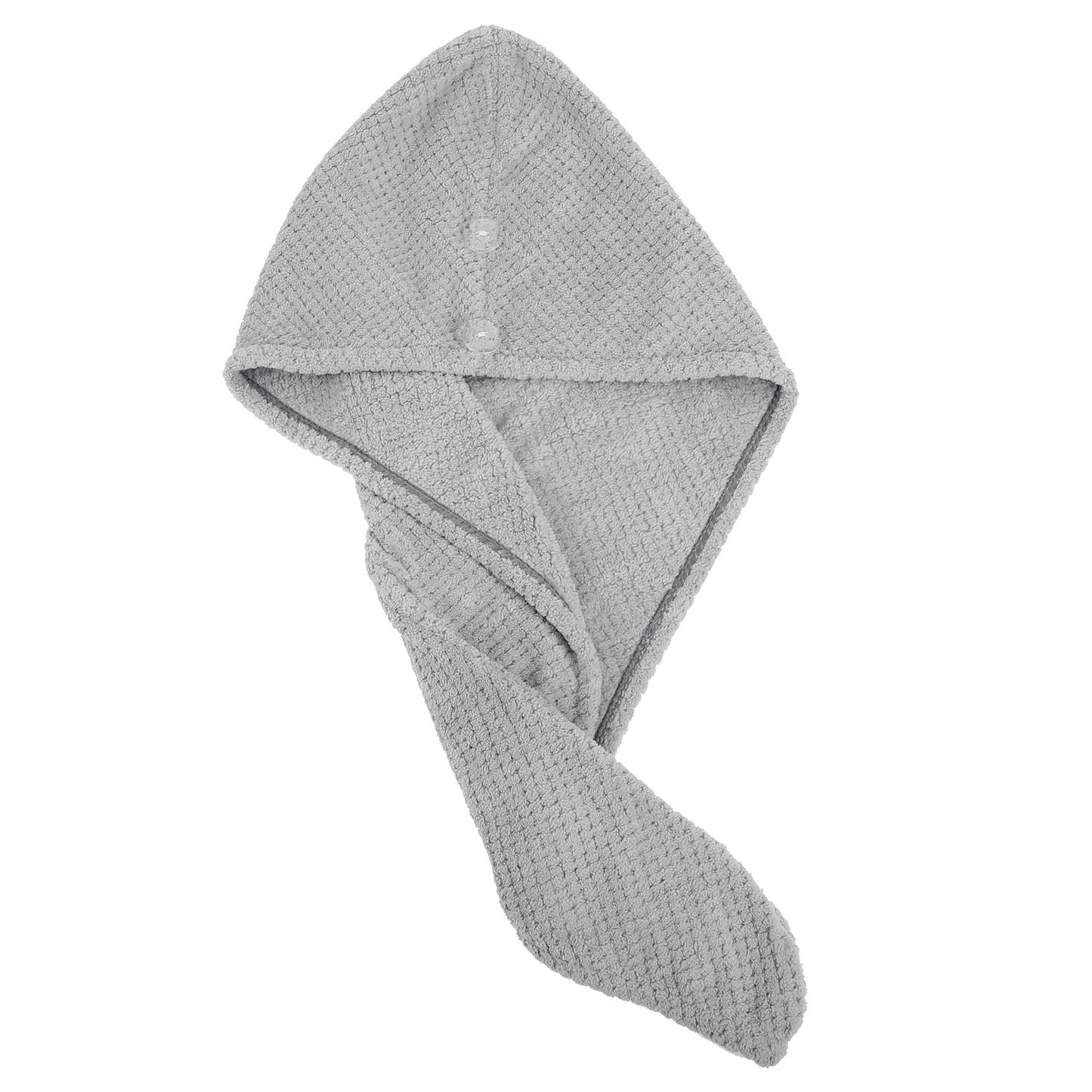2 Pcs Soft Hair Towel Wrap, Coral Fleece Drying Towel Cap, 9.84x27.56 Inch Gray