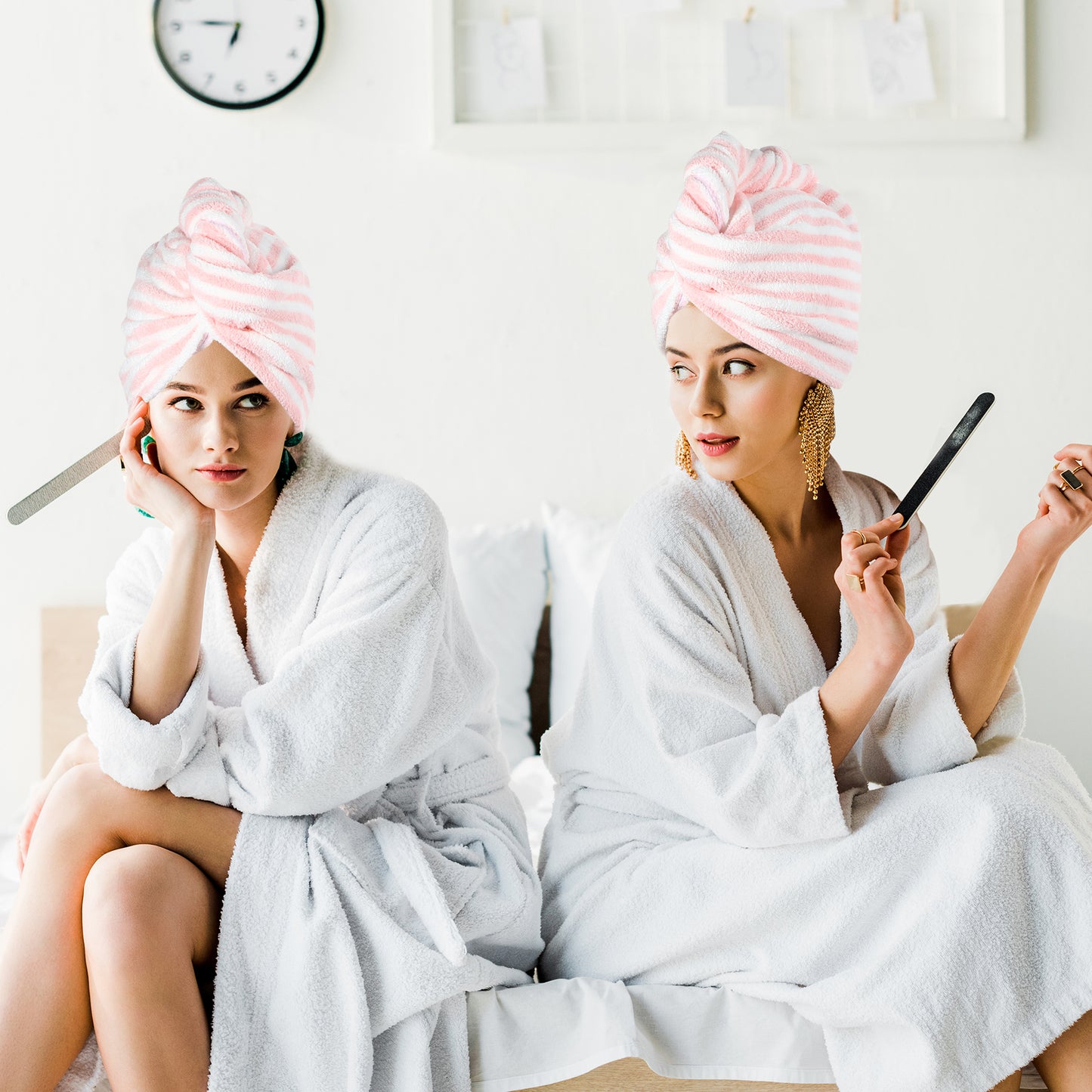 3 Pcs Soft Hair Towel Wrap, Microfiber Hair Drying Towel Cap, 9.84x25.59 Inch Pink