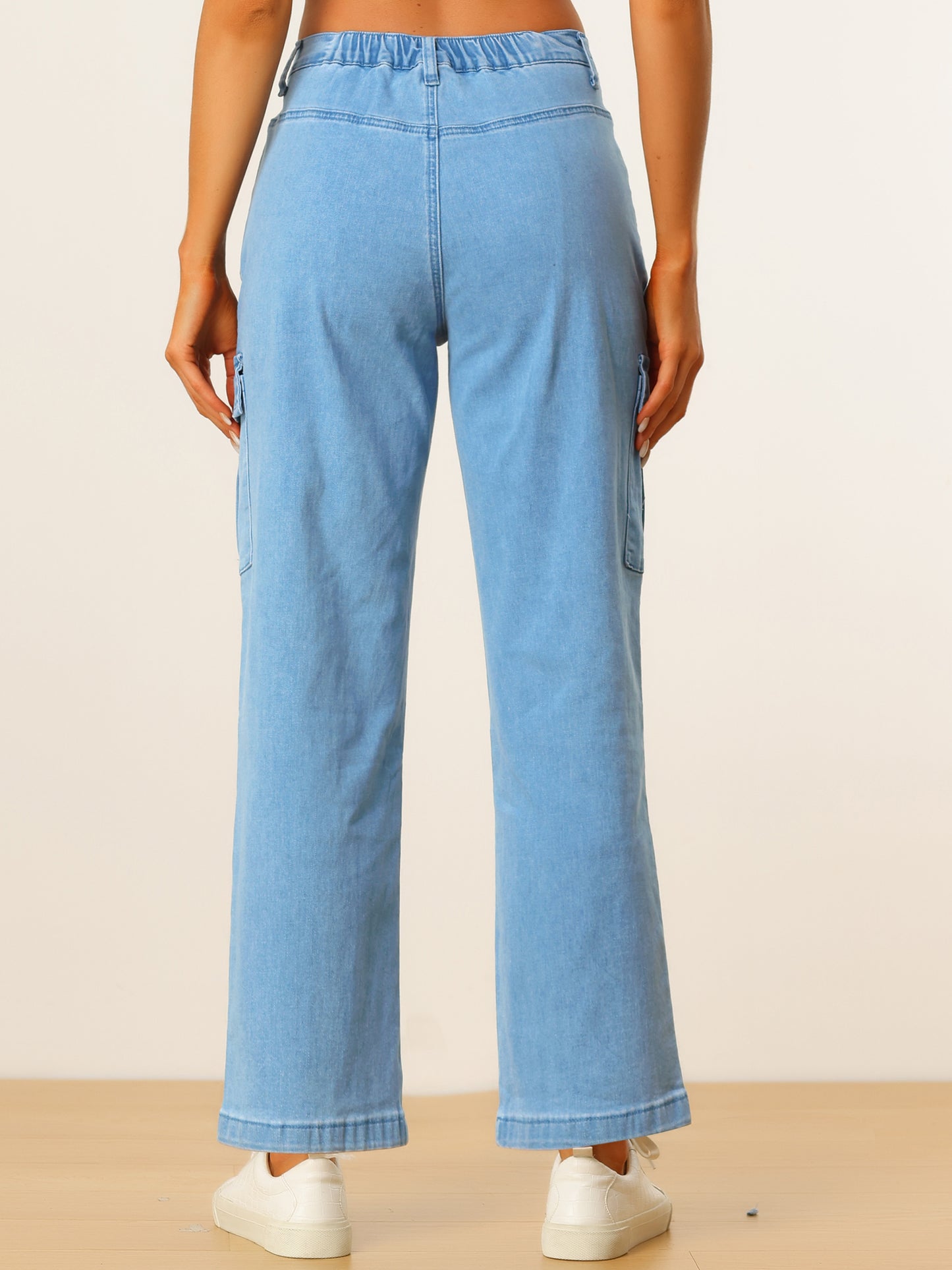 Women's High Waist Denim Trouser Casual Distressed Denim Pants Jeans