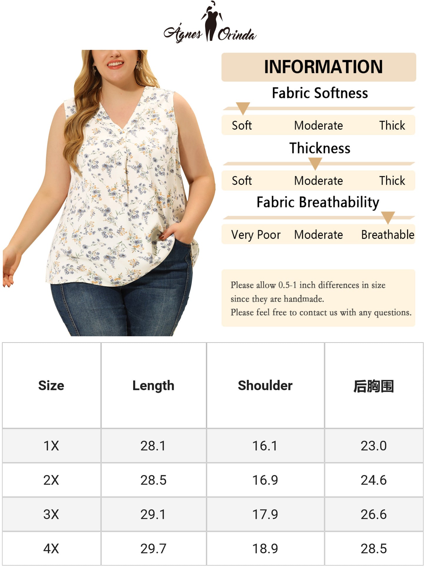 Women Plus Size Top Floral Blouse Sleeveless Tank Top