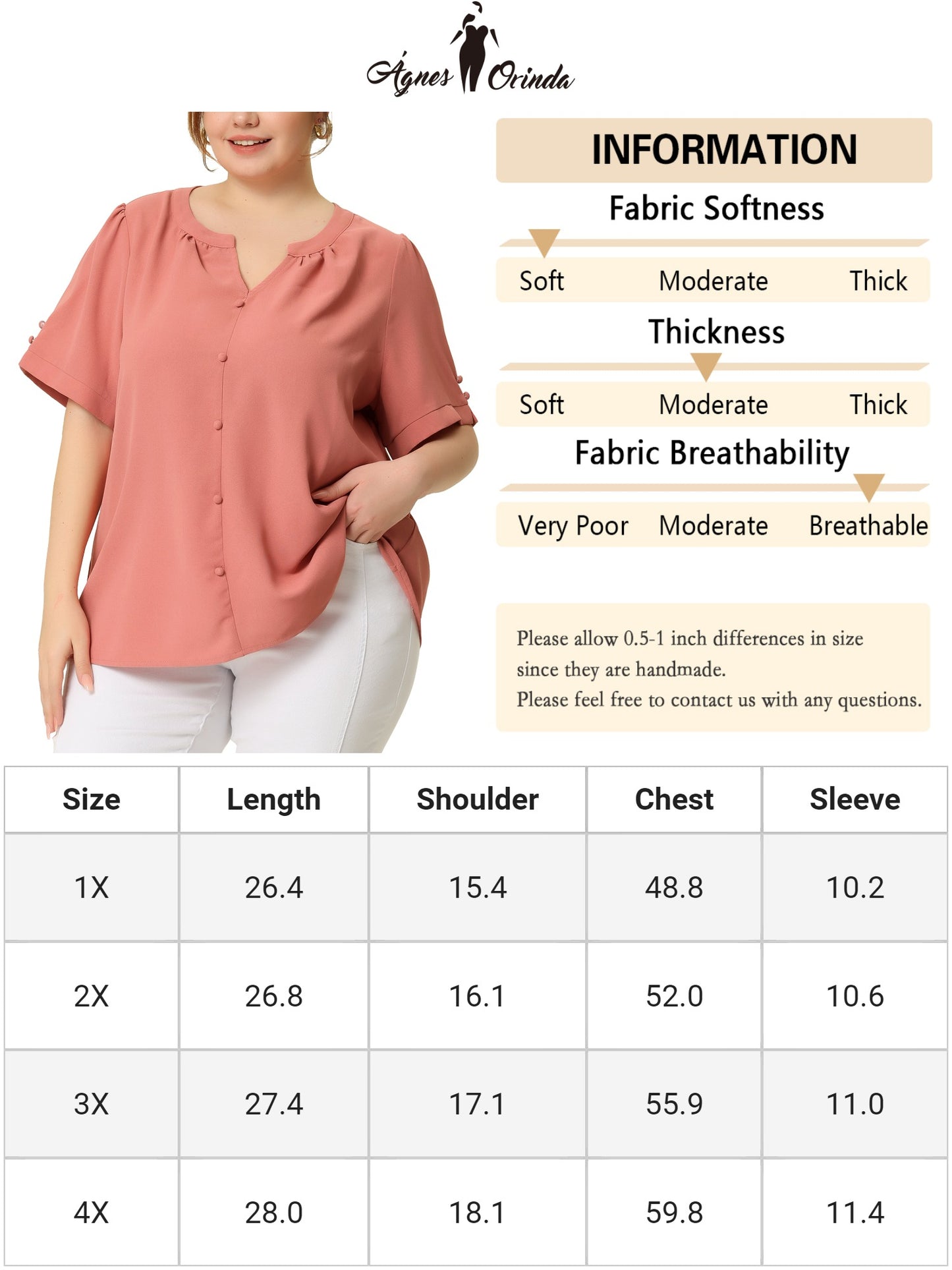 Women Plus Size Button Down Shirt Ruched V Neck Short Sleeve Office Top