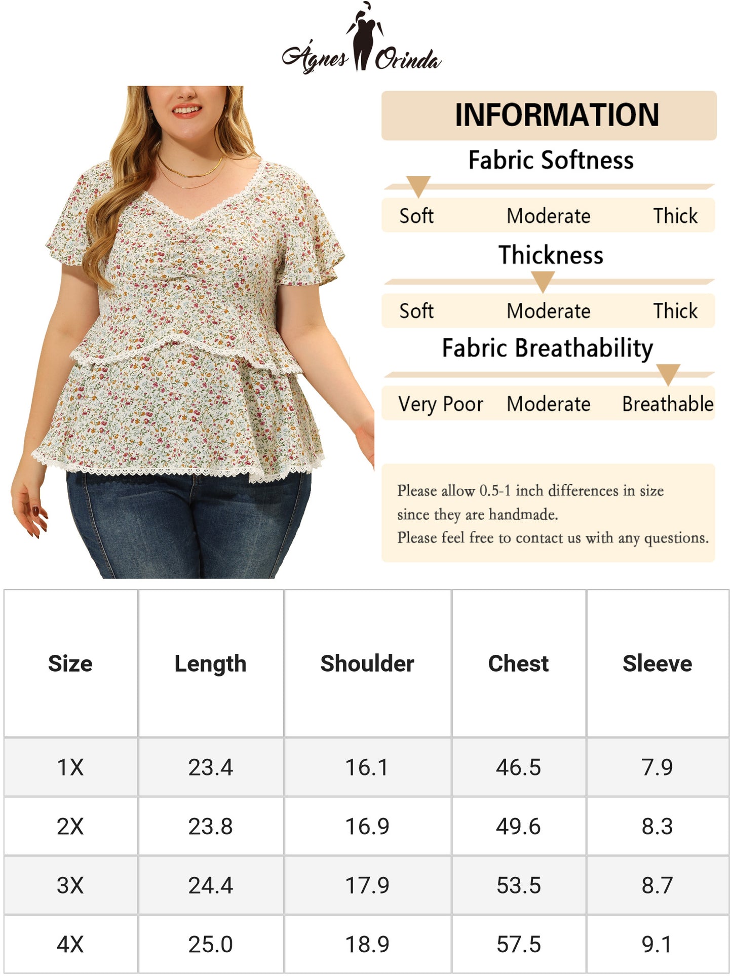 Women Plus Size Tiered Blouse Floral Babydoll Sweetheart Ruffle Short Sleeve Top