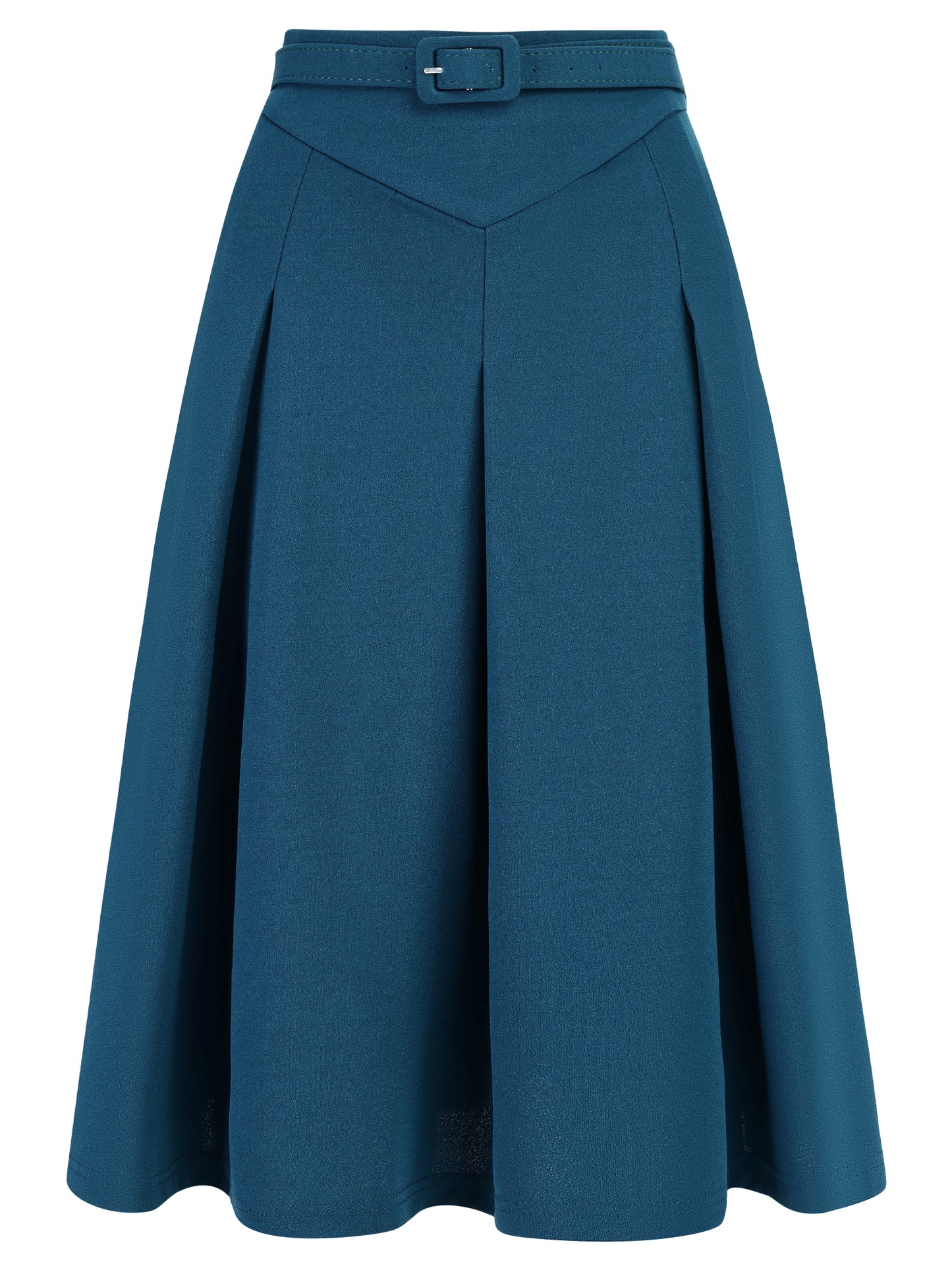 Women's Office Work Skirts Belted Waist Midi A-Line Pleated Skirt (Available in Plus Size)