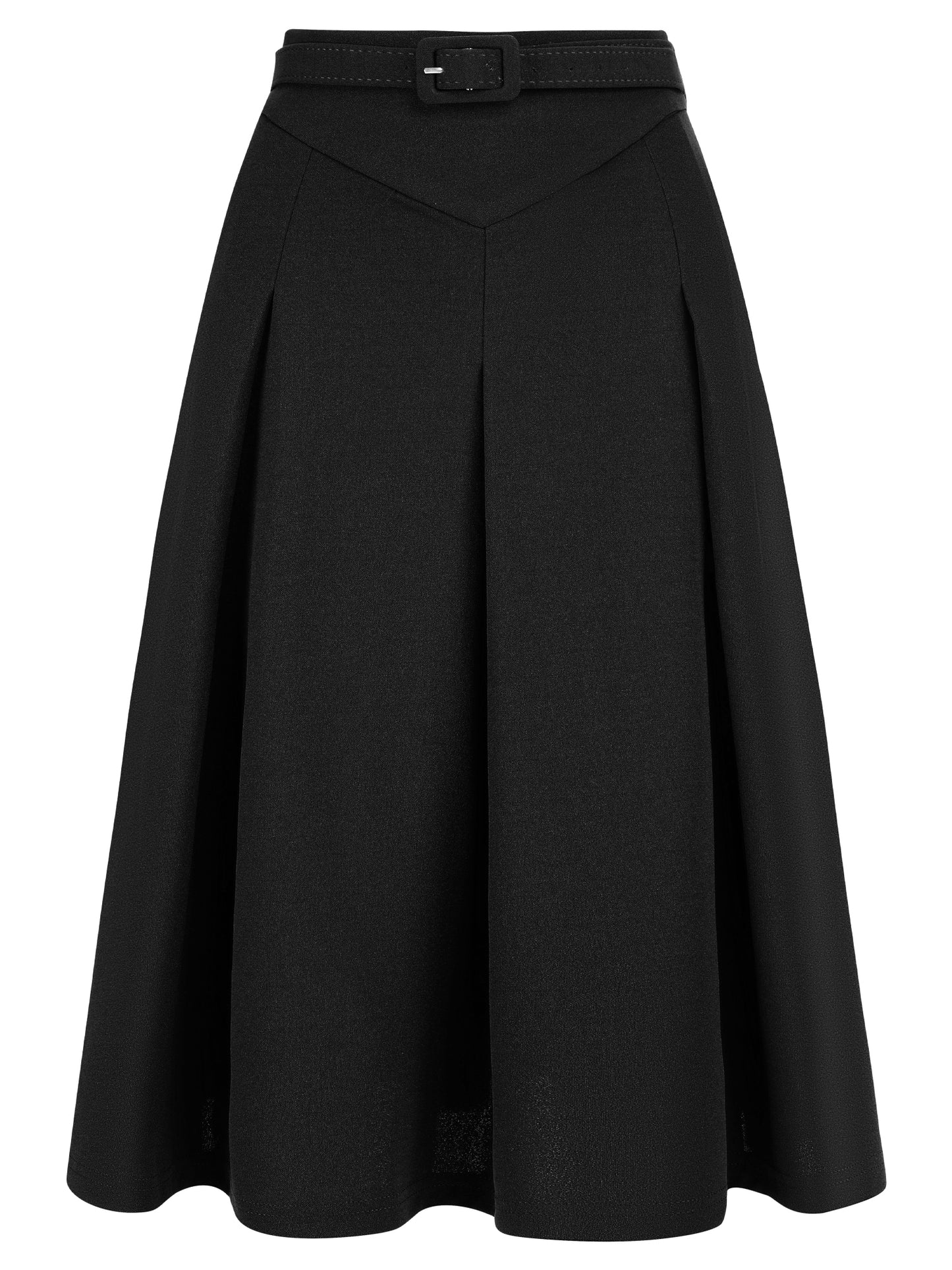 Women's Office Work Skirts Belted Waist Midi A-Line Pleated Skirt (Available in Plus Size)
