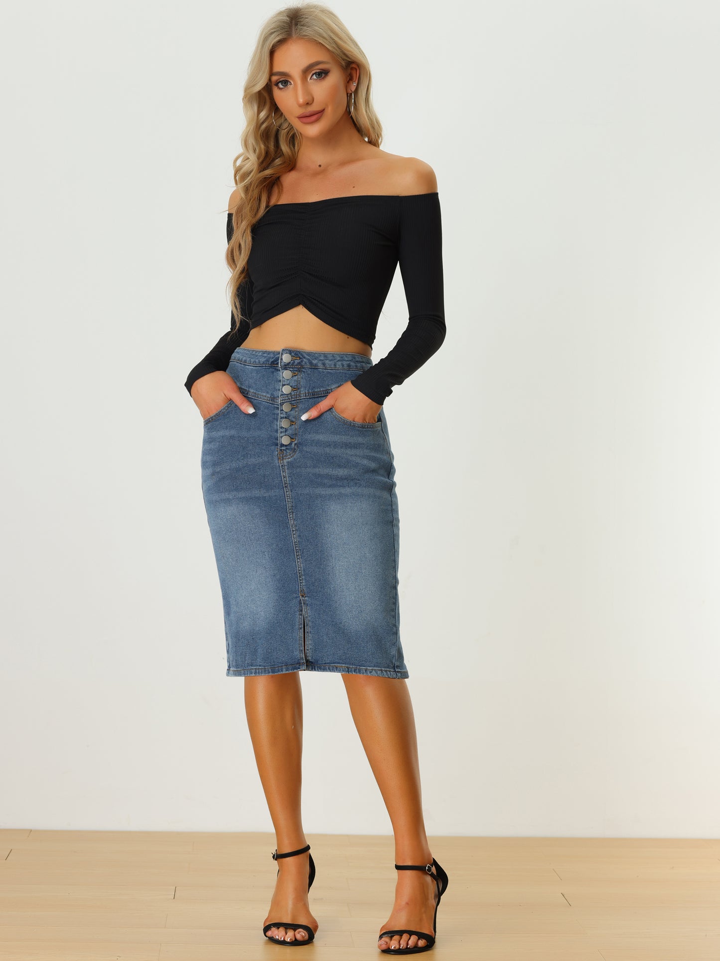Women's Jean Skirts Split Casual High Waist Bodycon Denim Pencil Skirt (Available in Plus Size)