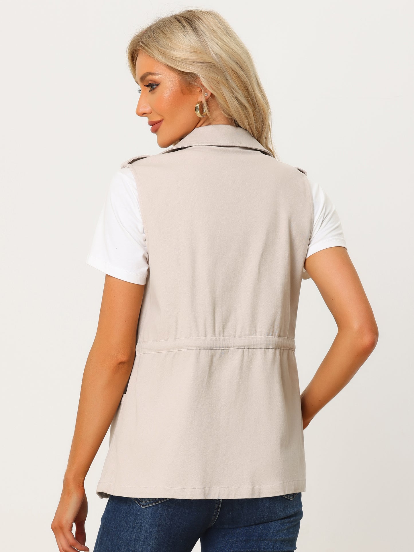Women Functional Pockets Drawstring Waist Cargo Vest (Available in Plus Size)