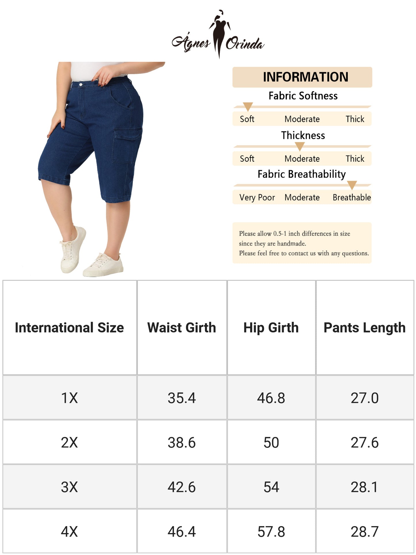 Women Plus Size Denim Shorts Summer Slash Pocket Button Cargo Jeans