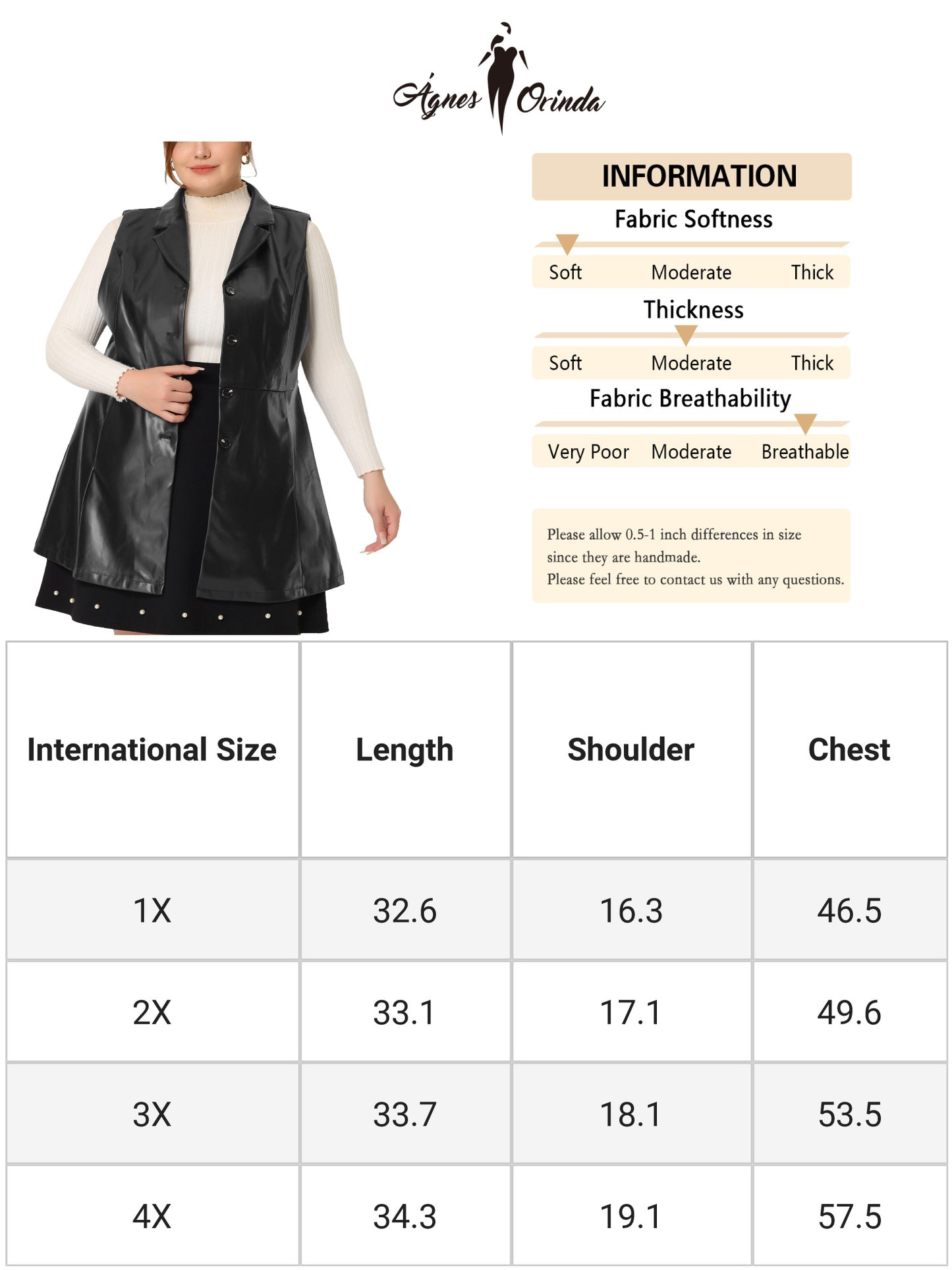 Women Plus Size Vests Sleeveless Lapel Casual PU Jackets Vest