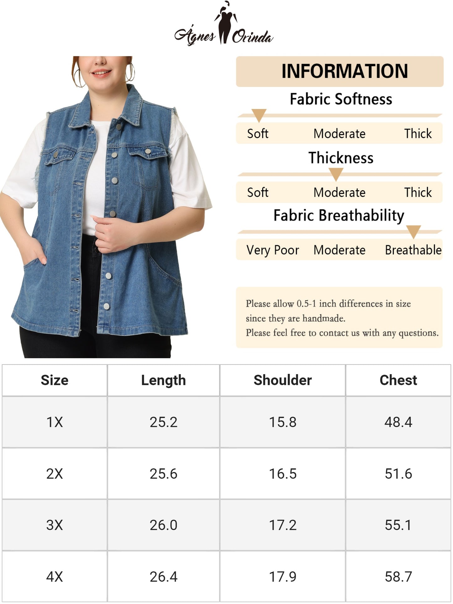 Women Plus Size Denim Vests Causal Button Boyfriend Sleeveless Oversized Jean Vest Top