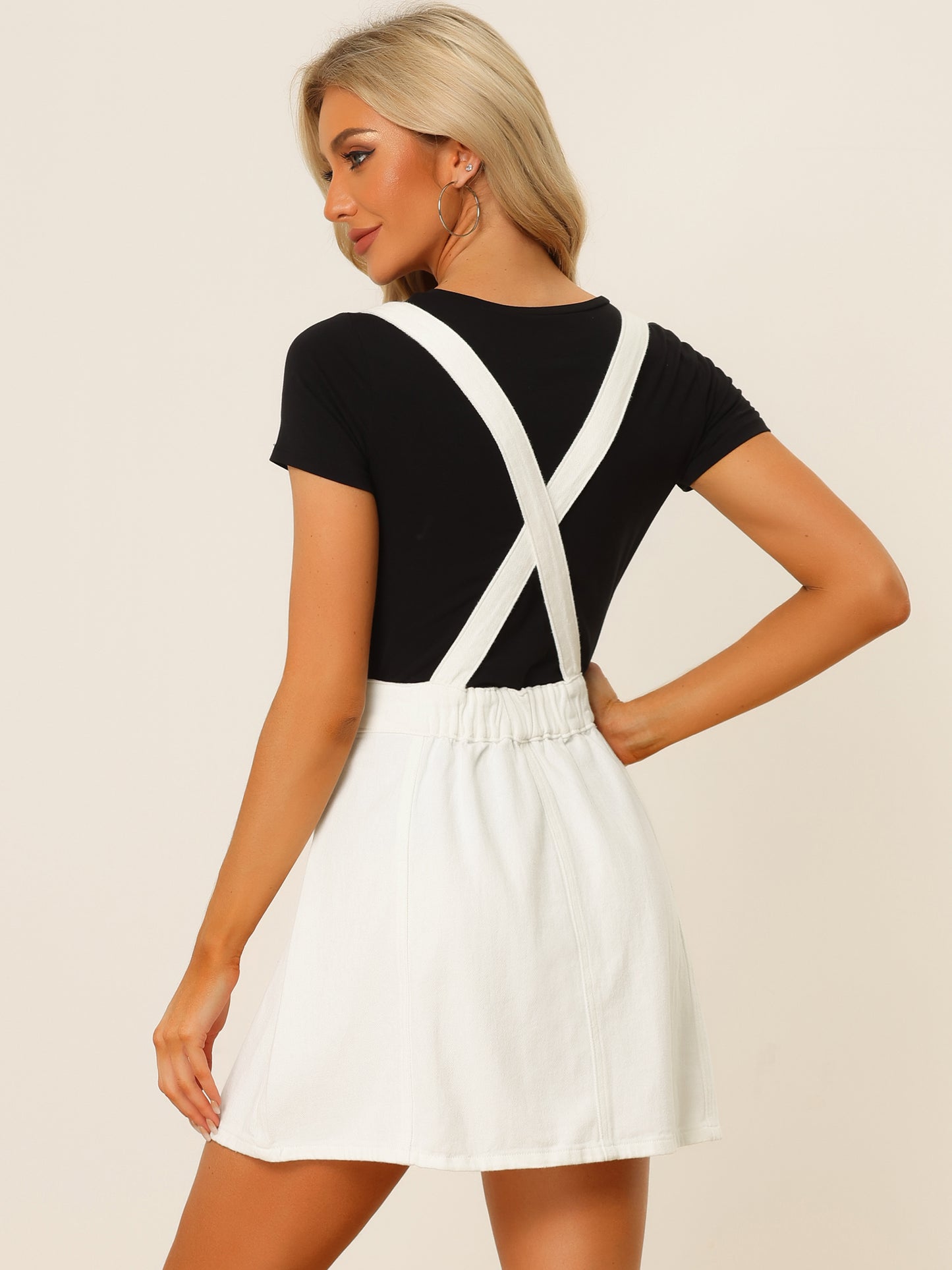 Falda vaquera para mujer, mono con tirantes ajustables, minifalda vaquera lavada