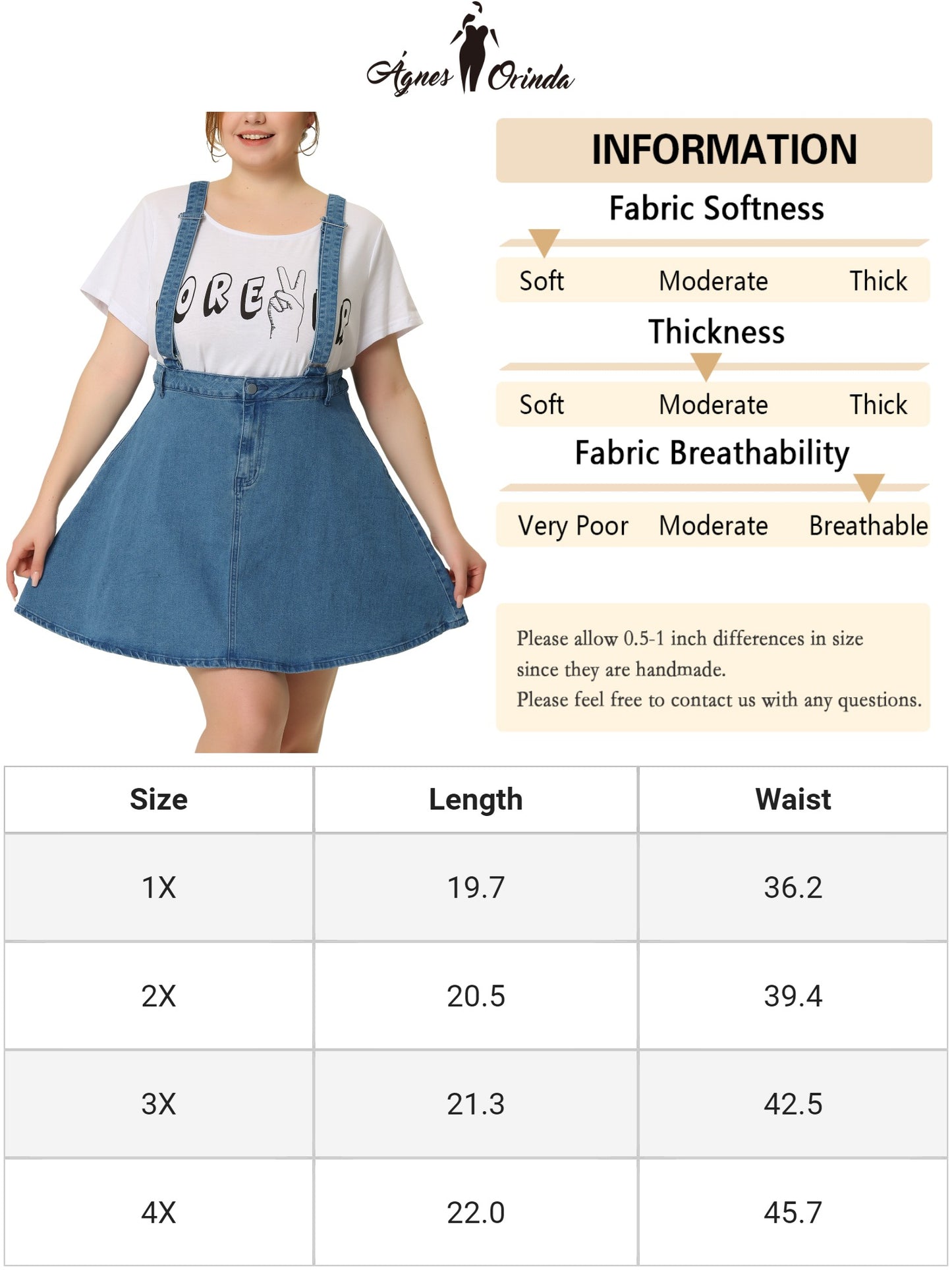 Women Plus Size Suspender Skirt Adjustable Strap Braces Mini Denim Overalls Dress