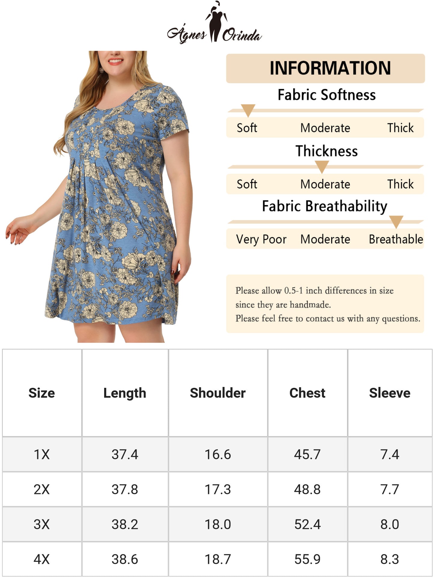 Women Plus Size Short Sleeves Pleated Summer Casual Loose Floral Dress