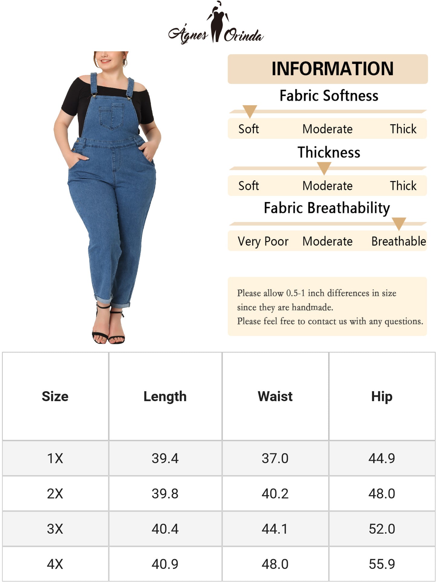 Women's Plus Size Casual Stretch Adjustable Denim Bib Overalls Jeans Pants Jumpsuit