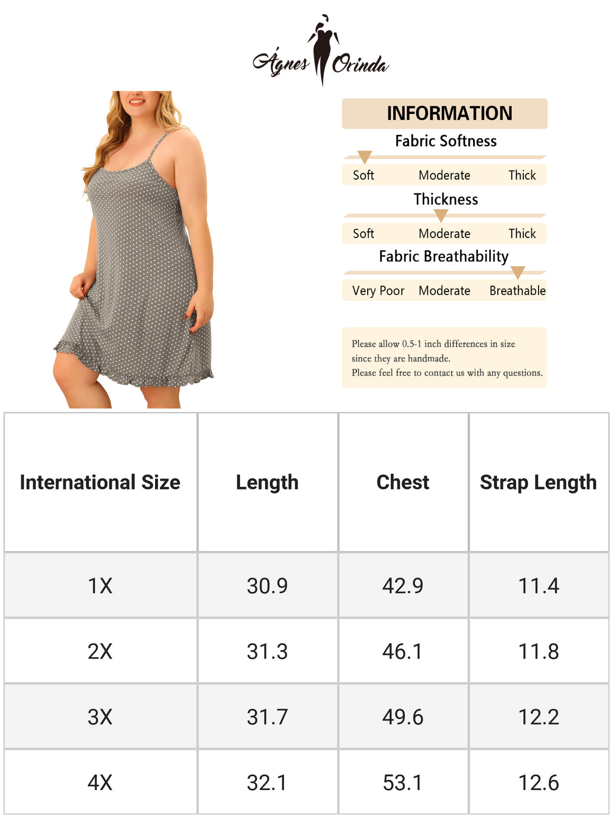 Women Plus Size Nightgown Sleeveless Sleepwear Polka Dots Ruffle Hem Cami Nightshirt