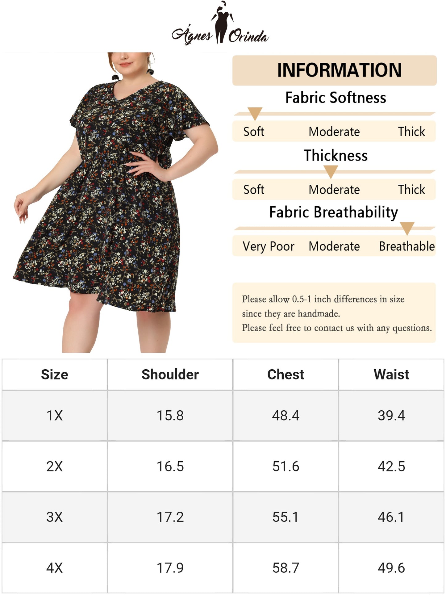 Women Plus Size Summer V Neck Flare Sleeve Sundress Peplum Midi Ruffle Dress