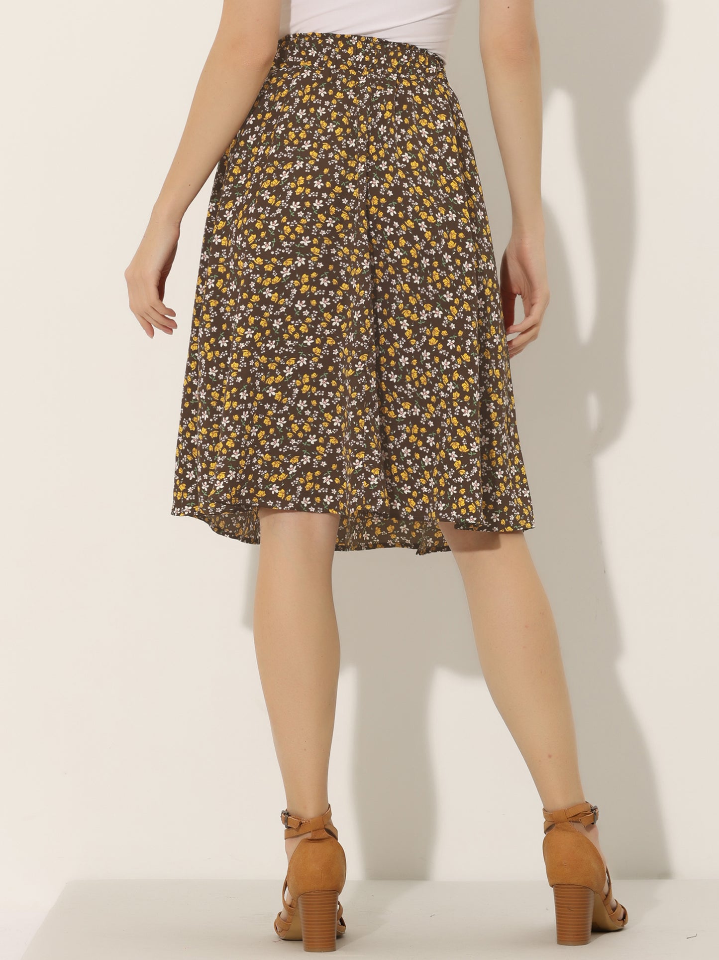 Falda floral de verano de corte A hasta la rodilla para mujer