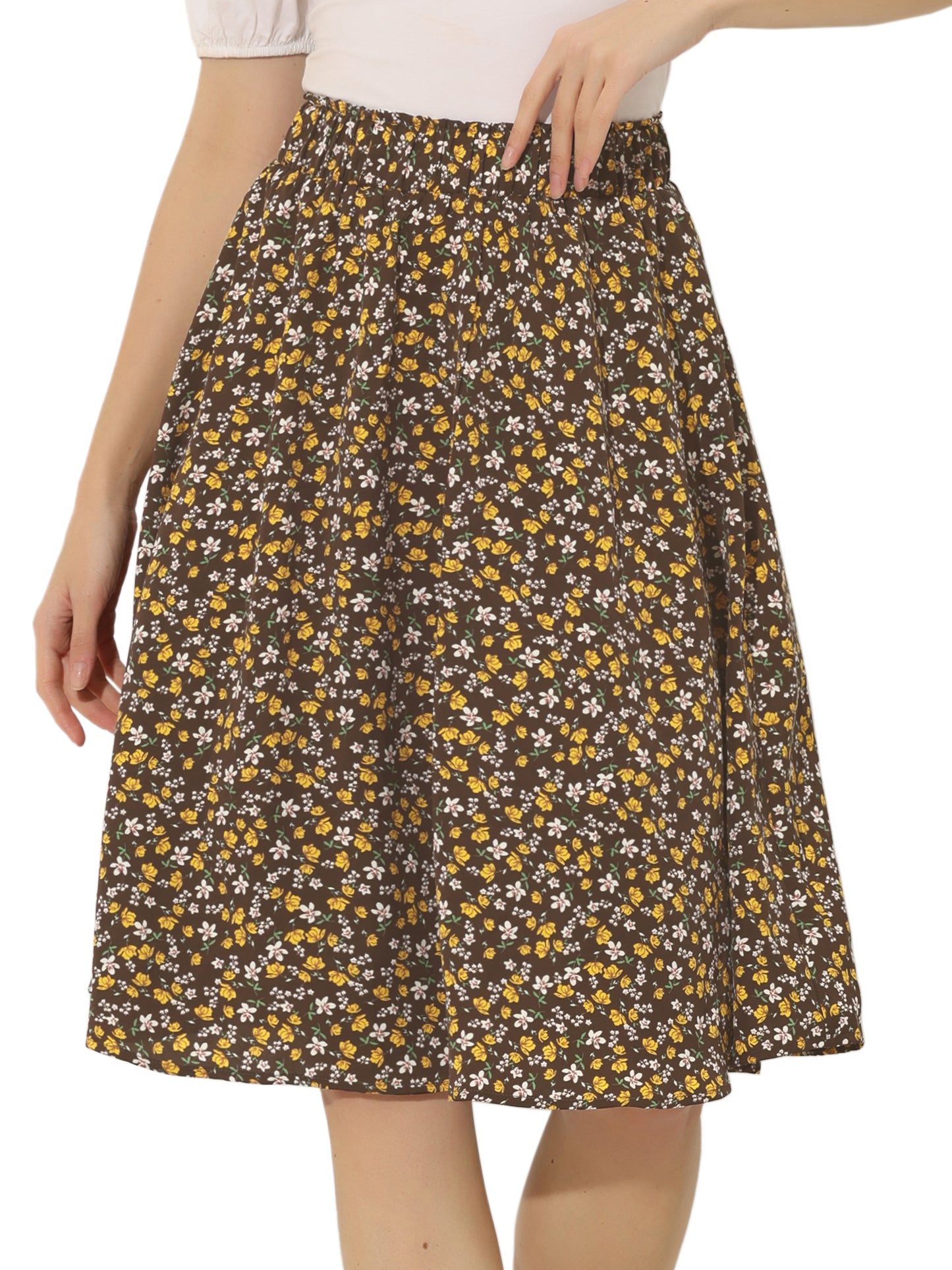 Falda floral de verano de corte A hasta la rodilla para mujer