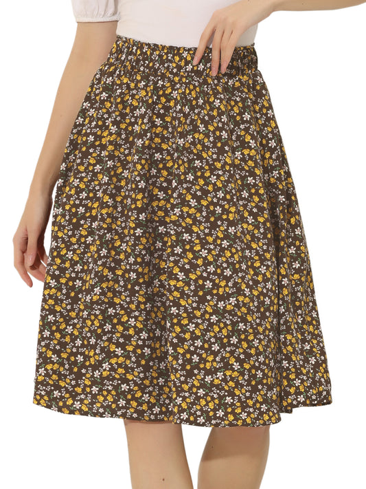Falda floral de verano de corte A hasta la rodilla para mujer