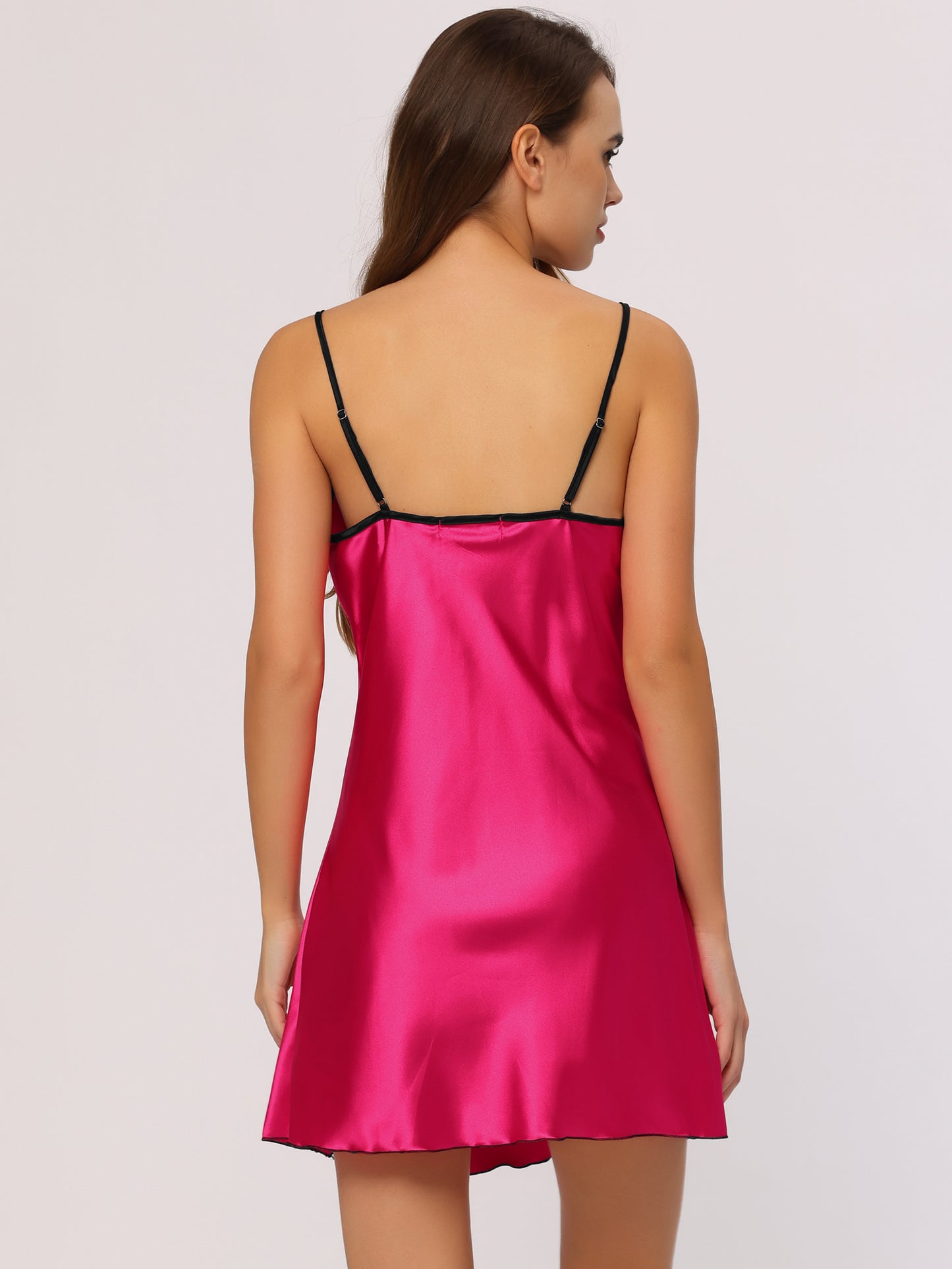 Women's Lingerie Pajama Dress Camisole Silky Mini Full Slip Chemise Lounge Satin Nightgown