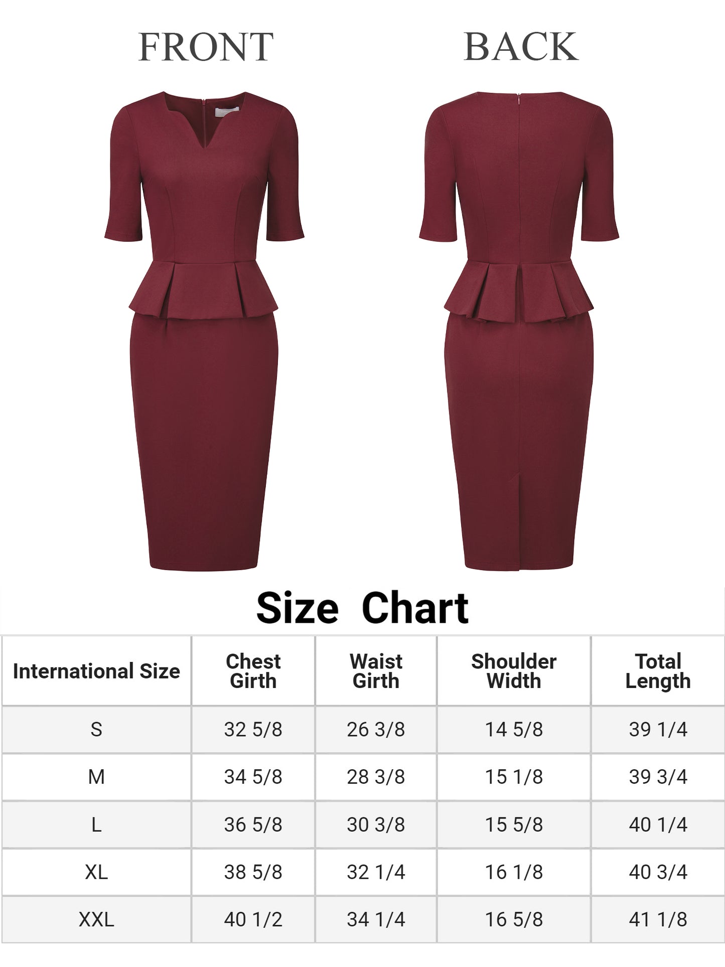 Women's Sheath Dress V Neck Short Sleeve Work Peplum Dresses