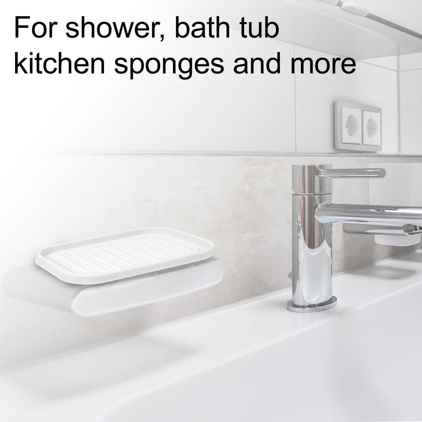 Silicone Soap Dish, Keep Soap Dry for Home Bathroom Kitchen, 13.5x9cm White
