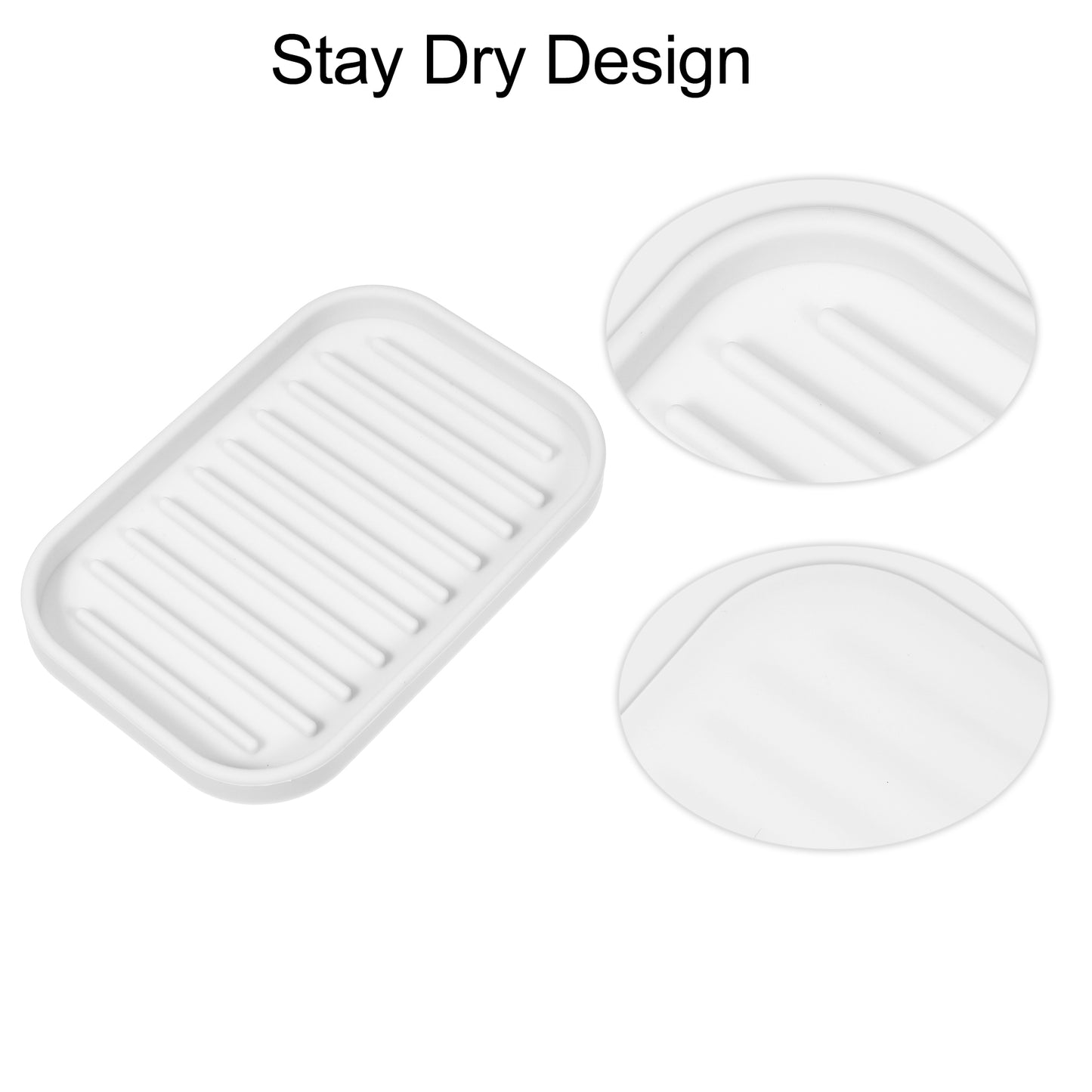 Silicone Soap Dish, Keep Soap Dry for Home Bathroom Kitchen, 13.5x9cm White